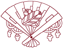 Japanese Redwork Fan #5 Embroidery Design