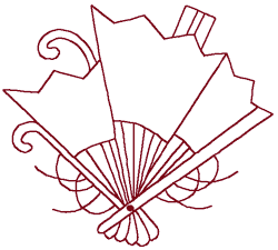 Japanese Redwork Fan #6 Embroidery Design