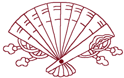 Japanese Redwork Fan #1 Embroidery Design