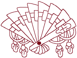 Japanese Redwork Fan #2 Embroidery Design