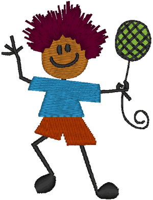 Stick Figure Boy with Balloon Embroidery Design