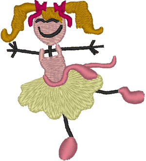 Stick Figure Little Ballerina Embroidery Design