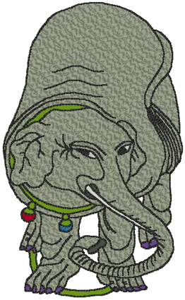 Asian Elephant Embroidery Design