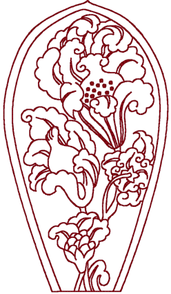 Redwork Asian Iris Embroidery Design