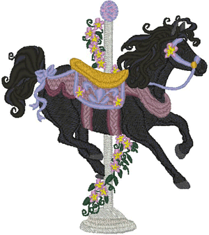Black Beauty Carousel Horse Embroidery Design