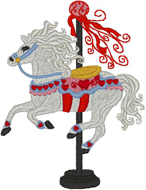 White Dancer Carousel Horse Embroidery Design