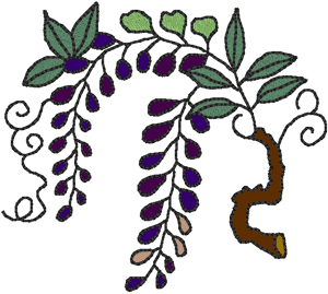 Asian Berries Embroidery Design