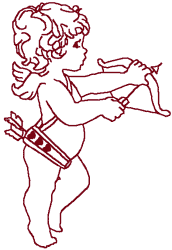 Redwork Cupid with Bow #3 Embroidery Design