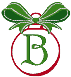 Christmas Bows & Ornaments Alphabet Embroidery Design