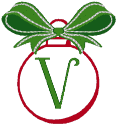 Christmas Bows & Ornaments Alphabet Embroidery Design