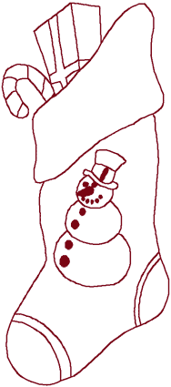 Redwork Christmas Snowman Stocking Embroidery Design