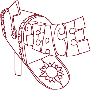 Redwork Delivering Peace Embroidery Design