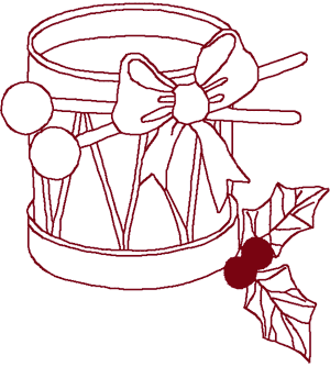 Redwork Christmas Drum Embroidery Design
