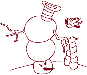 Redwork Upside Down Snowman Embroidery Design