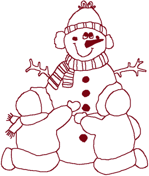 Redwork Snowman and Friends Embroidery Design