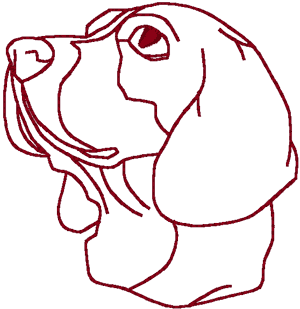 Redwork Beagle "Just One?" Embroidery Design