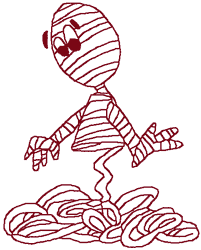 Machine Embroidery Design: Redwork Unraveling Mummy