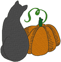 A Cat & Her Pumpkin Embroidery Design