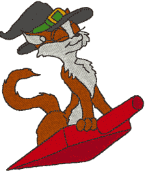 Witch Cat & Flying Dustpan Embroidery Design