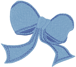 Blue Gift Bow Embroidery Design