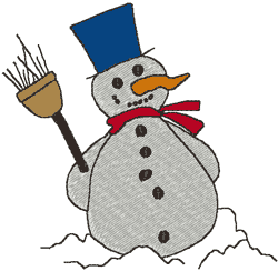 Snowman with His Broom Embroidery Design