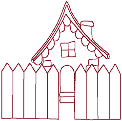 Redwork Little Cottage Embroidery Design