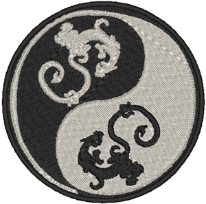 Yin-Yang with Dragons Embroidery Design