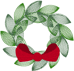 Wreath with Red Bow Embroidery Design
