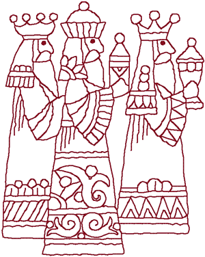 Redwork Three Wise Men Embroidery Design