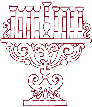 Redwork Menorah Embroidery Design