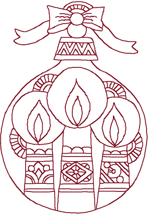 Redwork Christmas Ornament & Candles Embroidery Design