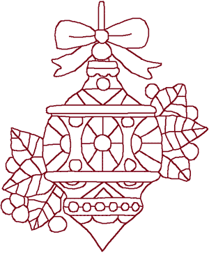 Redwork Christmas Ornament & Holly Embroidery Design