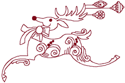 Redwork Prancing Reindeer Embroidery Design