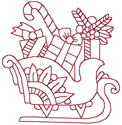 Redwork Christmas Sleigh Embroidery Design