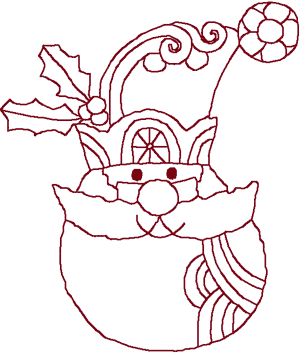 Redwork Santa Claus Face Embroidery Design