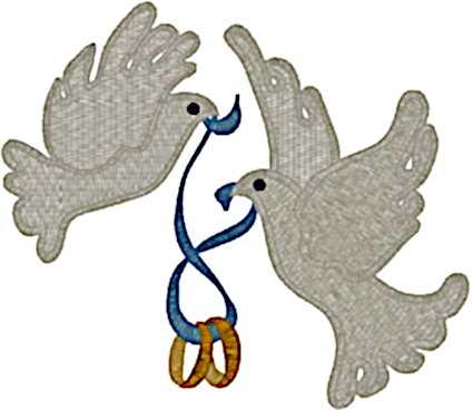 Wedding Rings Doves Embroidery Design