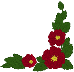 Red Flower Corner Embroidery Design