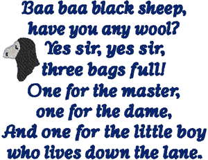 Baa Baa Black Sheep Embroidery Design