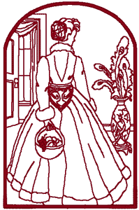 Redwork Miss Lily Embroidery Design