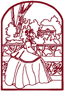 Redwork Miss Violet Embroidery Design