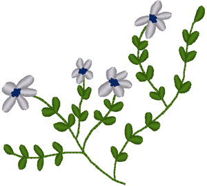 Blue Center Wildflower Spray Embroidery Design