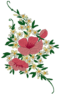 Dusty Rose Pink Flower Spray Embroidery Design