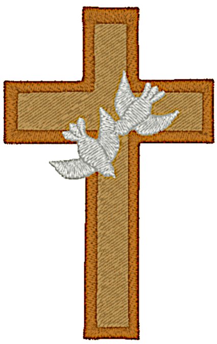 Cross and Doves Embroidery Design