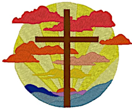 Cross at Sunrise Embroidery Design