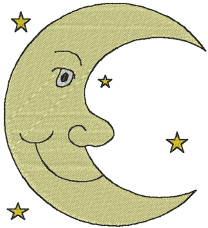 Happy Moon Embroidery Design
