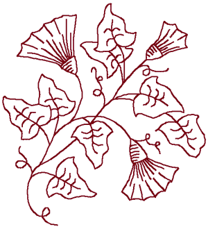 Redwork Morning Glories Embroidery Design