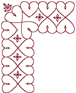 Redwork Heart Corner Embroidery Design