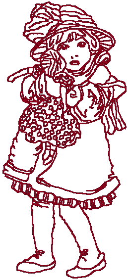 Redwork My Favorite Doll Embroidery Design