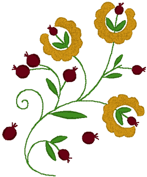Matyo Folk Art Tulips and Berries Embroidery Design