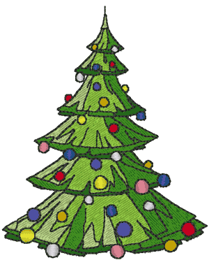 Decorated Christmas Tree Embroidery Design